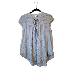 Akemi + Kin Anthropologie Women's Light Blue Tie Blouse Size M